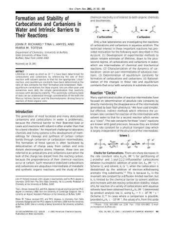 Formation and Stability of Carbocations and Carbanions in Water ...