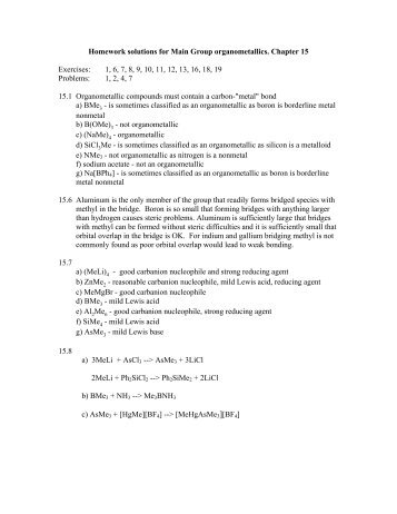 Homework solutions for Main Group organometallics. Chapter 15 ...