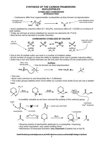 SYNTHESIS OF THE CARBON FRAMEWORK: NUCLEOPHILES