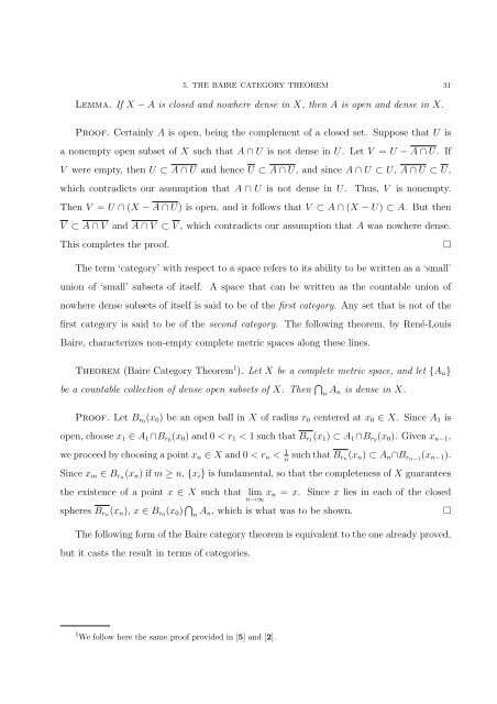 FIVE MAJOR RESULTS IN ANALYSIS AND TOPOLOGY Aaron ...