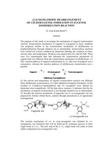 [1,3] sigmatropic rearrangement of cis-isoeugenol ... - Direktori File UPI