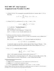 MAT 1000 / 457 : Real Analysis I Assignment 8, due November 21 ...