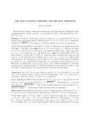 THE OPEN MAPPING THEOREM AND RELATED THEOREMS We ...