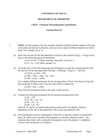 Tutorial Sheet 9 (Sections 8 - 10) - University of Malta