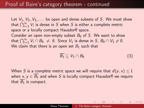 1. The Baire category theorem - Aarhus Universitet