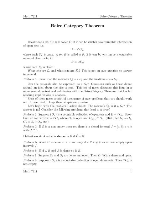 Baire Category Theorem