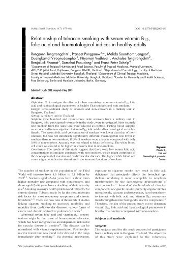 Relationship of tobacco smoking with serum vitamin B12, folic acid ...