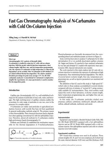 Fast Gas Chromatography Analysis of N-Carbamates with Cold On ...