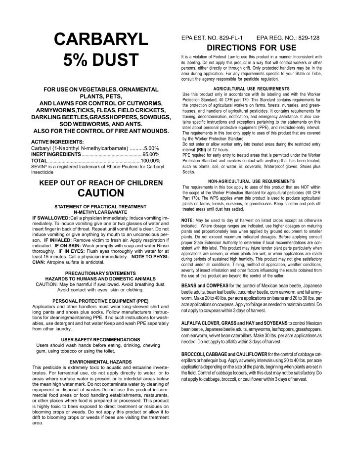 Sevin 5 Dust Label GardenTech
