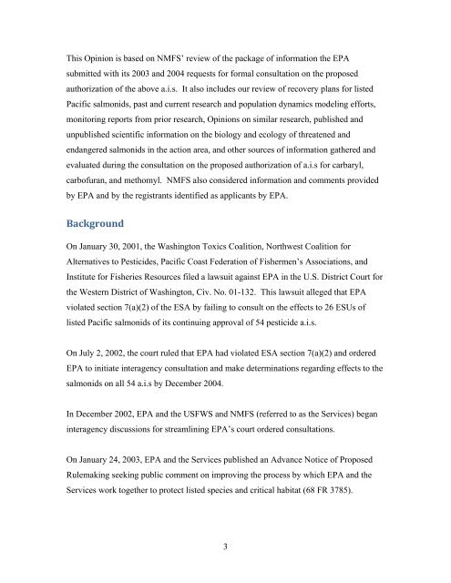 Carbaryl, Carbofuran, and Methomyl - National Marine Fisheries ...