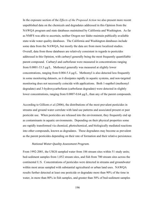 Carbaryl, Carbofuran, and Methomyl - National Marine Fisheries ...