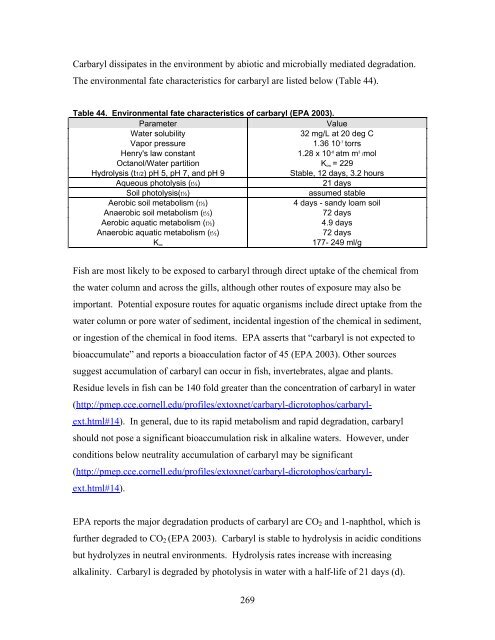 Carbaryl, Carbofuran, and Methomyl - National Marine Fisheries ...