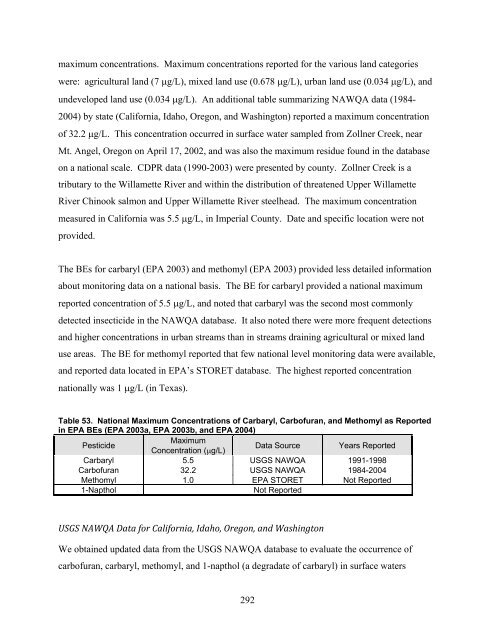 Carbaryl, Carbofuran, and Methomyl - National Marine Fisheries ...