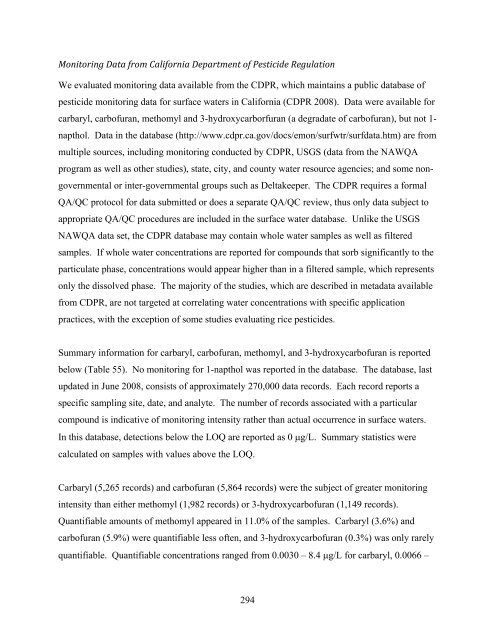 Carbaryl, Carbofuran, and Methomyl - National Marine Fisheries ...