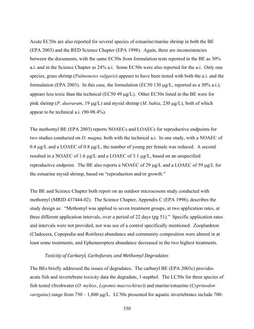 Carbaryl, Carbofuran, and Methomyl - National Marine Fisheries ...