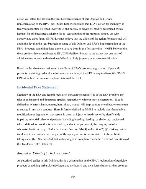 Carbaryl, Carbofuran, and Methomyl - National Marine Fisheries ...