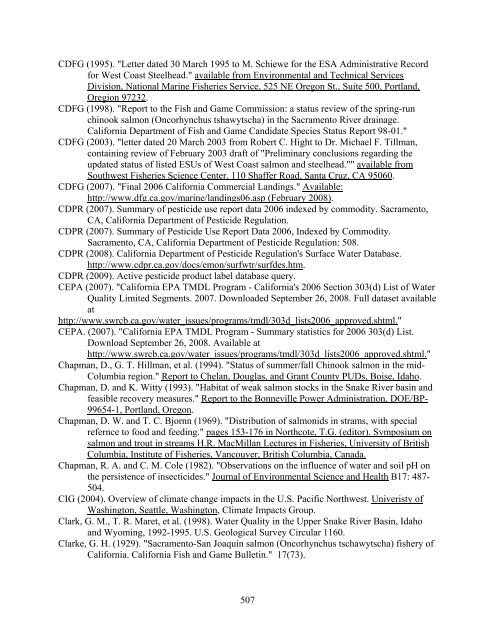 Carbaryl, Carbofuran, and Methomyl - National Marine Fisheries ...