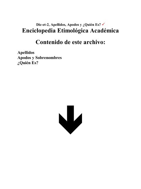 Enciclopedia Etimológica Académica Contenido de  - Radio Verdad