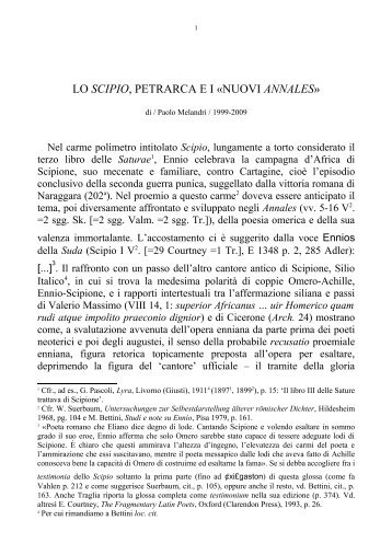 LO SCIPIO, PETRARCA E I «NUOVI ANNALES» - Paolo Melandri
