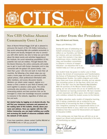 Letter from the President - CIIS Online Alumni Community ...