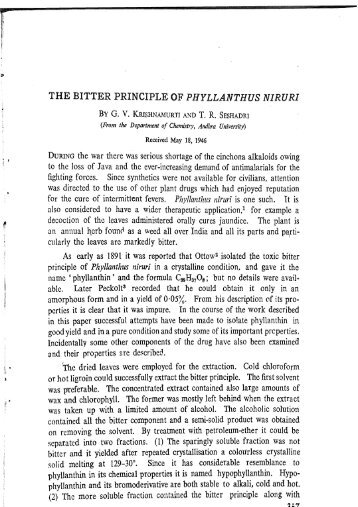 THE BITTER PRINCIPLE OF PHYLLANTHUS NIRURI