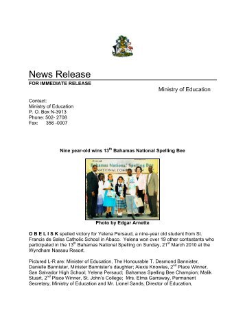 News Release - Ministry of Education