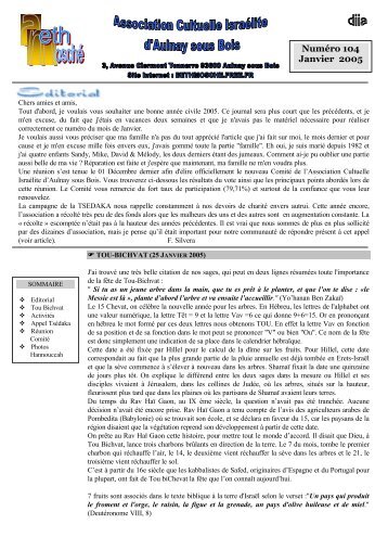 Numéro 104 Janvier 2005 - Communauté d'Aulnay-sous-Bois - Free