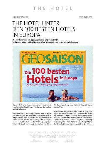Geo Saison Die 100 besten Hotels - The Hotel