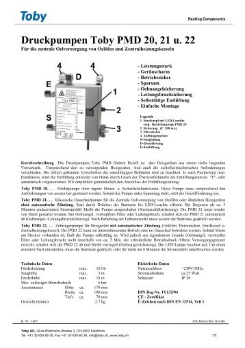 Druckpumpen Toby PMD 20, 21 u. 22