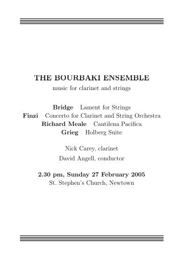 music for clarinet and strings - The Bourbaki Ensemble