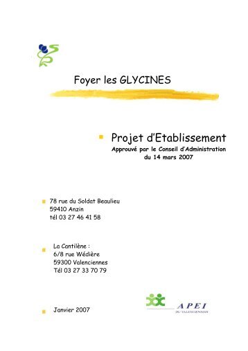 projet d'etablissement du foyer les glycines et - APEI de valenciennes