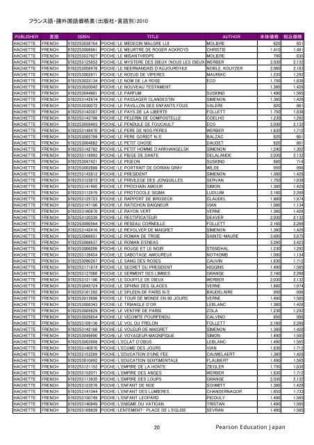 フランス語・諸外国語価格表（出版社・言語別）2010 1 Pearson ...