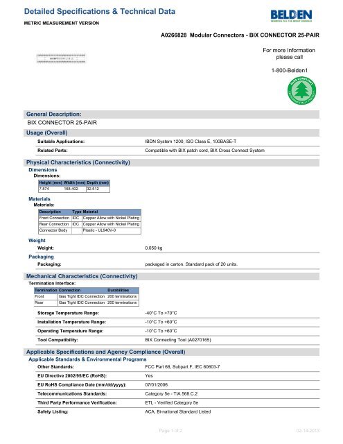 A0266828 Technical Data Sheet (Metric) - Belden