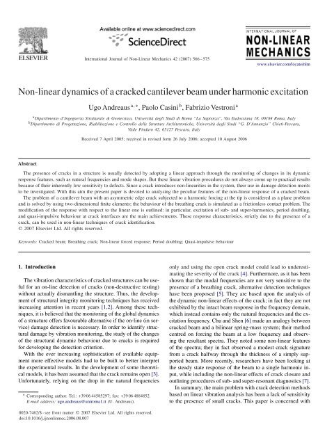 Non-linear dynamics of a cracked cantilever beam under harmonic ...