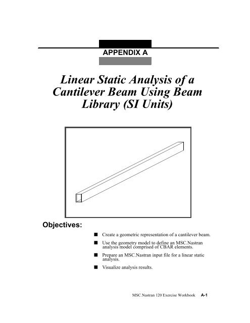 Linear Static Analysis of a Cantilever Beam Using Beam Library (SI ...