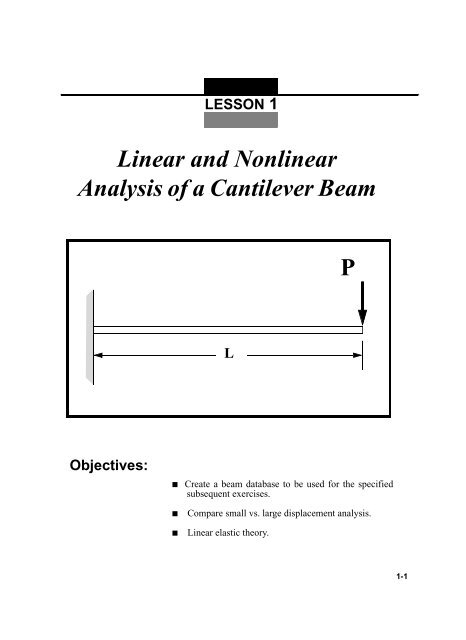 Linear and Nonlinear Analysis of a Cantilever Beam P - MSC Software