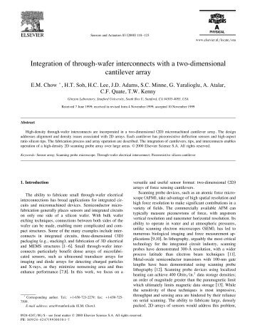 Integration of through-wafer interconnects with a two-dimensional ...