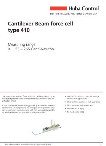 Cantilever Beam force cell type 410 - Huba Control