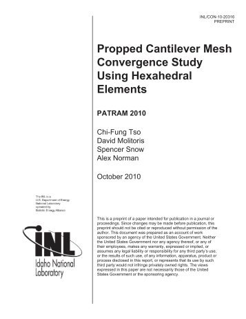 Propped Cantilever Mesh Convergence Study Using Hexahedral ...