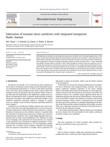 Fabrication of resonant micro cantilevers with ... - DTU Nanotech