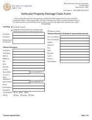 Vehicular Property Damage Claim Form - New York City Comptroller