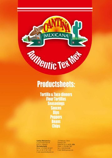 Productsheets: - Cantina Mexicana
