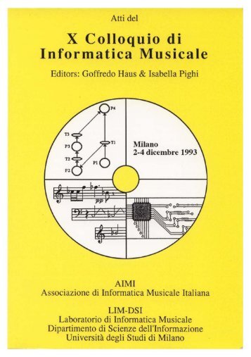 X Colloquio di Informatica Musicale - AIMI