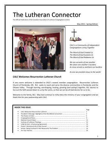 The Lutheran Connector - Canadian Association of Lutheran ...