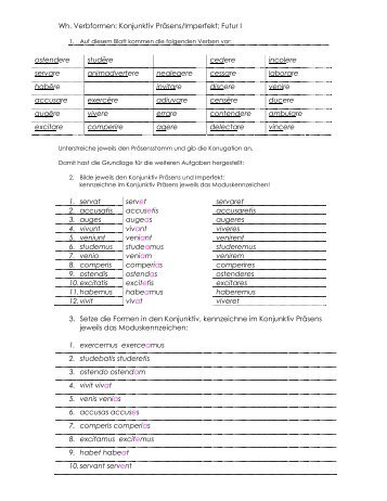 Übung zu Verbformen, v. a. Konjunktiv Präsens ... - Dohm-latein.de