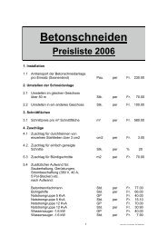 Betonschneiden Preisliste 2006 - Thoenen Baut AG