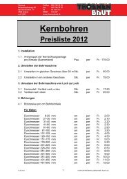 Kernbohren Preisliste 2012 - Thoenen Baut AG