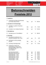 Betonschneiden Preisliste 2012 - Thoenen Baut AG