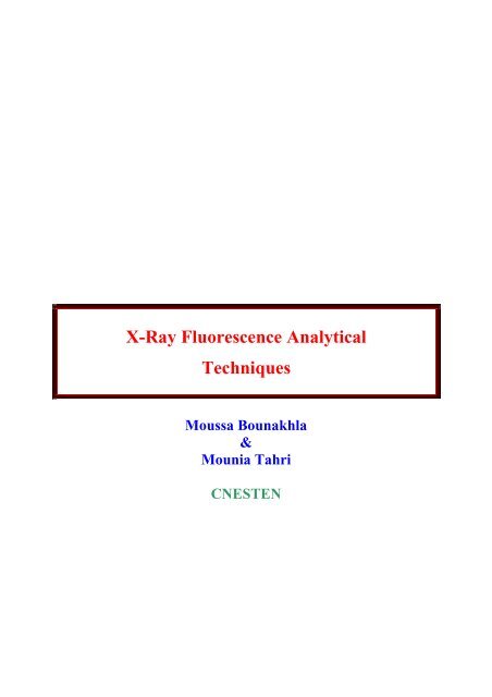 X-Ray Fluorescence Analytical Techniques - CNSTN : Centre ...