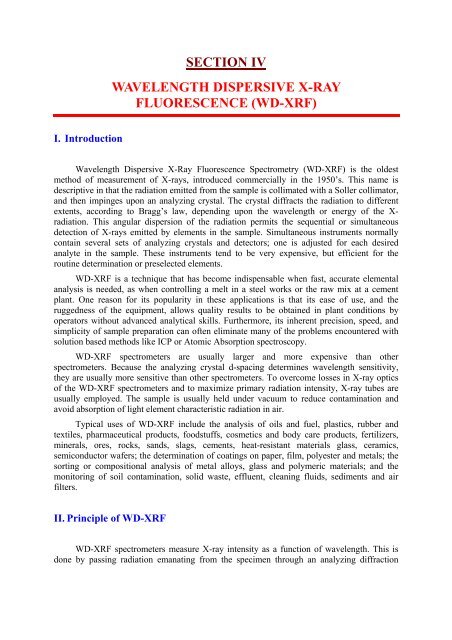 X-Ray Fluorescence Analytical Techniques - CNSTN : Centre ...